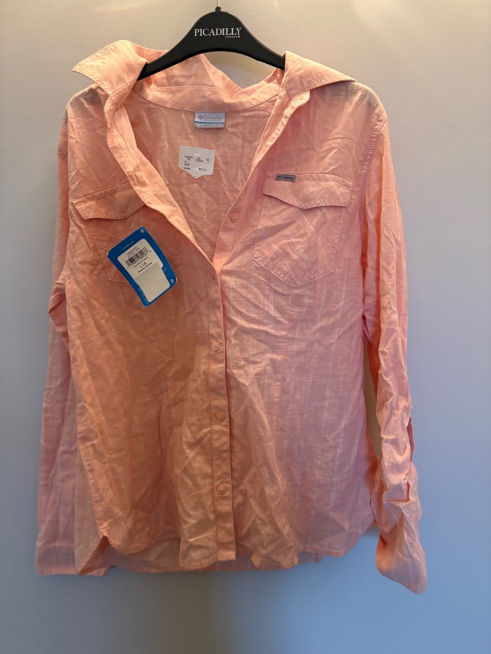 NWT- Columbia Lightweight Peach Button-Up Shirt